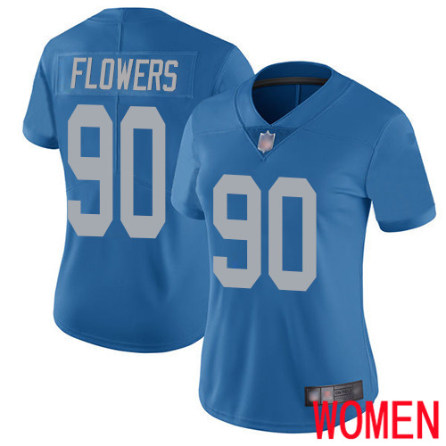 Detroit Lions Limited Blue Women Trey Flowers Alternate Jersey NFL Football 90 Vapor Untouchable